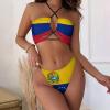 Linkasi Venezuelan Flag Women's Sexy Open Back Thong Bikini Ties Side Bottom Triangle Bikini Swimsuit view 2