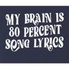 Large Navy Blue Youth My Brain is 80% Song Lyrics Funny Gift Idea T-Shirt view 2