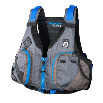 BLUESTORM Motive Kayak Life Jacket (PFD) | Fully Adjustable | Lined Pockets | US Coast Guard Approved | for Kayaking, Paddling, Fishing and More (Deep Blue, Large/XL)