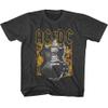 ACDC T Shirt Logo Fire & Guitar Smoke Youth Short Sleeve T Shirts Classic Rock Vintage Style Graphic Tees view 1