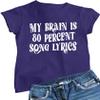 3X-Large Purple Women My Brain is 80% Song Lyrics Funny Gift Idea T-Shirt view 1
