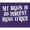 3X-Large Purple Women My Brain is 80% Song Lyrics Funny Gift Idea T-Shirt view 4