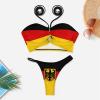 Linkasi German Flag Women's Sexy Open Back Thong Bikini Ties Side Bottom Triangle Bikini Swimsuit view 3