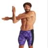 ARENA Men's Swim Jammer Puzzled Team Print MaxLife Athletic Swimwear Training Swimsuit Sports Bathing Suit, Black/Purple Multi, US Size 40 view 1