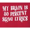 Small Red Women Fitted My Brain is 80% Song Lyrics Funny Gift Idea Sleeveless Tank Top T-Shirt view 3