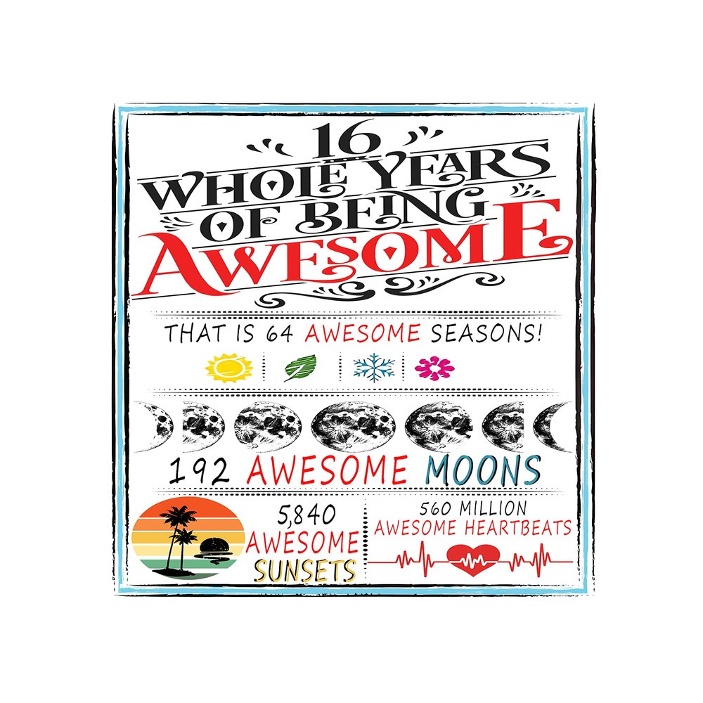 16 Years Of Being Awesome, 16 Year Old Birthday Signature Board Gifts for Girls Boys,16 birthday Signature Board for Best Friend or Niece, 16th Birthday Gift Ideas (11 inches by 17 inches)