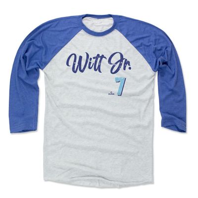 500 LEVEL Bobby WITT Jr. 3/4 Sleeve T-Shirt (Baseball Tee, XXX-Large, Royal/Ash) - Bobby WITT Jr. Kansas City Script