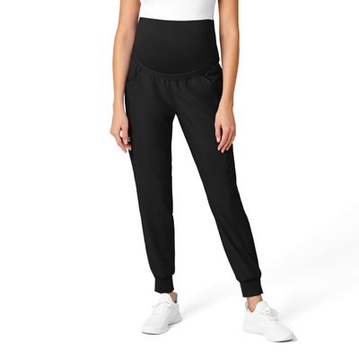 Wink Scrubs for Women, W123, Maternity Joggers Pants with 7 Pockets Black