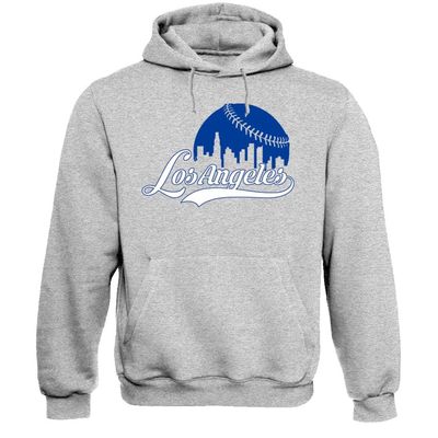 Xtreme Apparrel Los Angeles Baseball Skyline Men's Fan Hoodie Sweatshirt (Grey Hoodie, 4XL)
