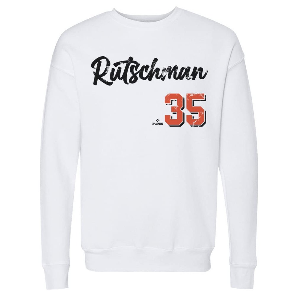 500 LEVEL Adley Rutschman Sweatshirt (Crew Sweatshirt, XX-Large, White) - Adley Rutschman Baltimore Script