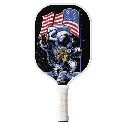 TigerTail Sports Astronauts USA Colorful Design Pickleball Paddle, USA Pickleball Approved, White Trim