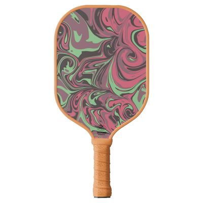 TigerTail Sports Abstract Fluid Colorful Design Pickleball Paddle, USA Pickleball Approved, Tan Trim
