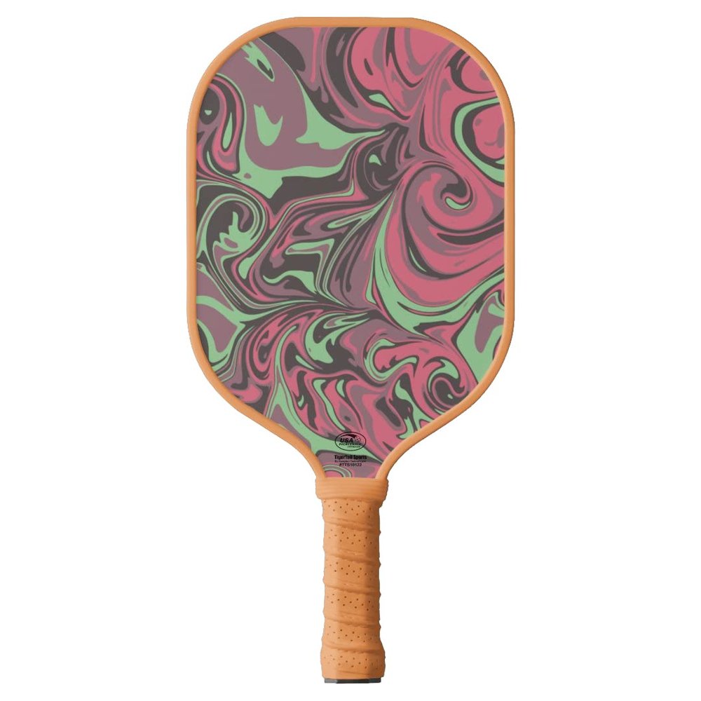 TigerTail Sports Abstract Fluid Colorful Design Pickleball Paddle, USA Pickleball Approved, Tan Trim