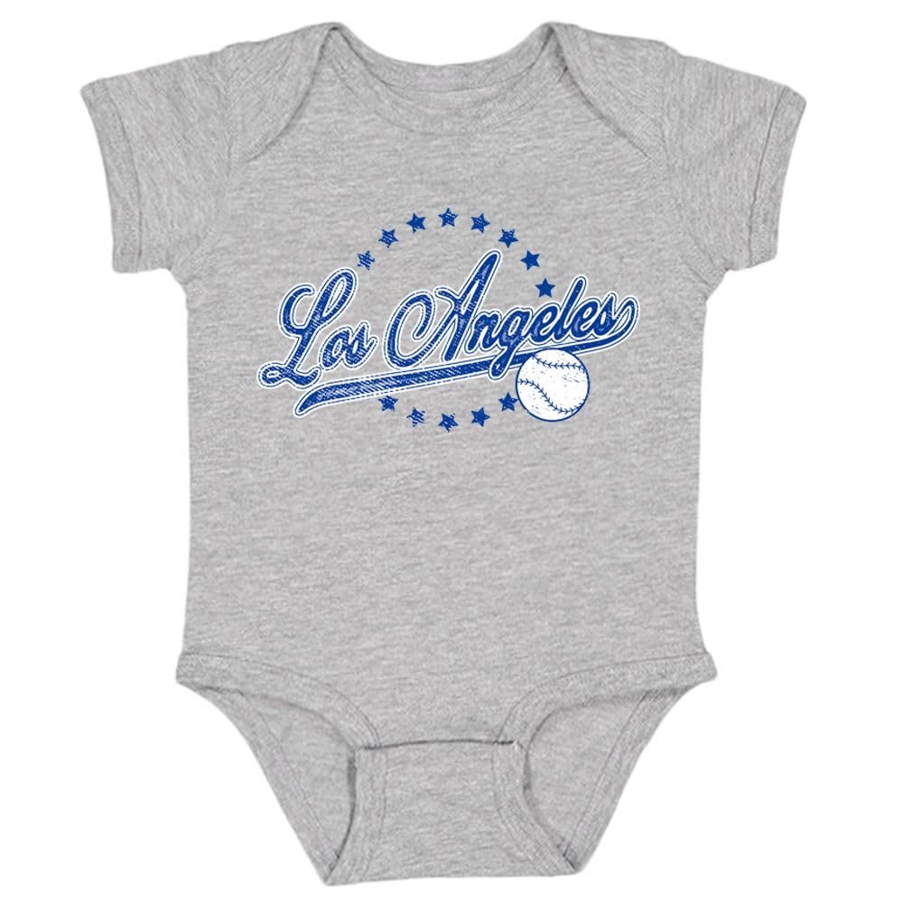 Los Angeles Vintage Kid's Baby Bodysuit for Baseball Fans (Grey, 12M)