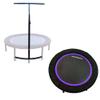 LEAPS & REBOUNDS 48" Adjustable Stability Bar Attachment with 48" Mini Fitness Trampoline and Home Gym Rebounder for Cardio Exercises, Purple view 1