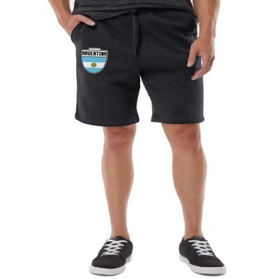 Argentina Crest - Futbol National Soccer Cup Men's Drawstring Fleece Sweat Shorts (X-Small, Black)