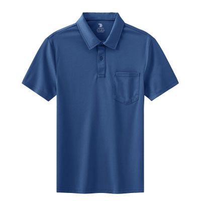 BASUDAM Men's Polo Shirts with Pocket Quick Dry Short Sleeve Active Performance Blue Ashes S