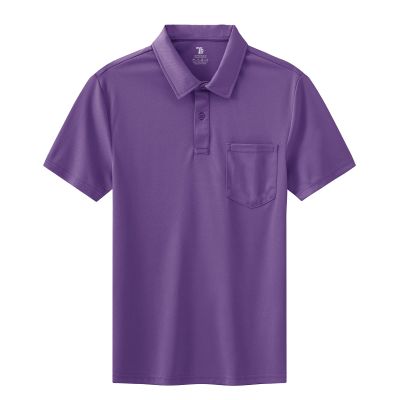 BASUDAM Men's Polo Shirts with Pocket Quick Dry Short Sleeve Active Performance Dark Purple 3XL
