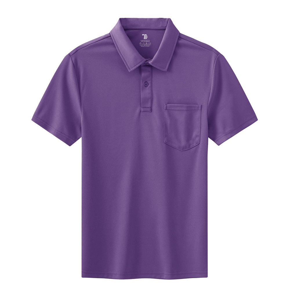 BASUDAM Men's Polo Shirts with Pocket Quick Dry Short Sleeve Active Performance Dark Purple 3XL