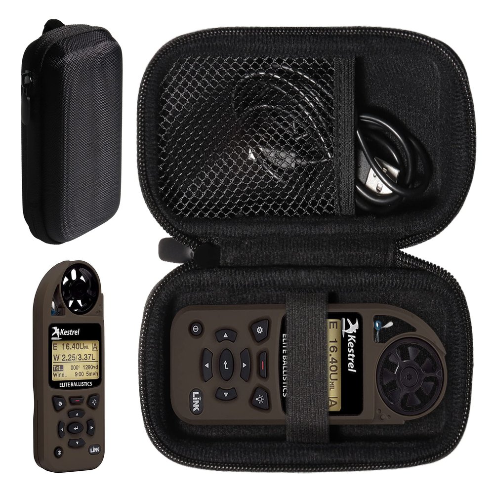 GETGEAR Weather Meter Case for Kestrel Weather Meter compatible with Kestrel Elite, 5700/ 5700X, 5200, 5100, 5500, 2700, 3500, 3000, 3550, 2500, 1000 (Black with black zip)