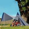 Outsunny 15.4'x15.4'x8.5' Teepee Tent, Waterproof Camping Tent with Porch Area, Floor and Carry Bag, for 2-3 Person Outdoor Backpacking Camping Hiking, Blue view 2