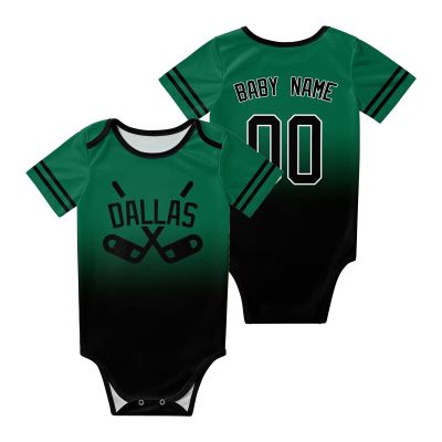 Dallas Custom Newborn Clothes,Baby Gradient Short Sleeve Ice Hockey Clothes,Personalized Name Number for Fans Newborn & Infants Gifts 3M-2T