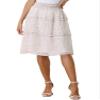 Allegra K Women's Floral Skirts Spring Smocked Elastic Waist A-Line Below Knee Length Ruffle Tiered Skirt X-Large White1 view 1