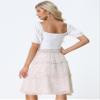Allegra K Women's Floral Skirts Spring Smocked Elastic Waist A-Line Below Knee Length Ruffle Tiered Skirt X-Large White1 view 4