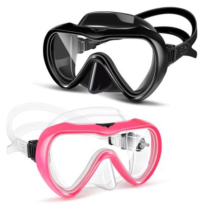 Supertrip Adult Swim Goggles, 2 Pack Snorkel Diving Mask with Nose Cover, Tempered Glass Scuba Swim Mask Snorkeling Mask for Adult Men Women Youth