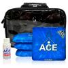 CornholeAce Iconic - Light Blue - ACE Pro Bag Kit: 4 Bags + Break-in Kit + Carry Case - Professional Cornhole Bags Dual Sided Slick Stick view 1