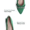 Hee grand Women's Rhinestone Pointed Toe Flats Elegant Crystal Dress Shoes for Wedding,Grass Green 8 view 3