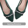 Hee grand Pointed Toe Ballet Flats for Women Suede Rhinestones Chains Dress Shoes Comfort Slip-On Loafers,Green 8.5 view 2
