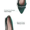 Hee grand Pointed Toe Ballet Flats for Women Suede Rhinestones Chains Dress Shoes Comfort Slip-On Loafers,Green 8.5 view 3