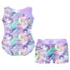 Nikiikoo Kids Girls Sparkly Gymnastics Leotards with Shorts Outfits Ballet Dance Biketard Gym Clothes Swimwear Lightpurple 6 Years view 1