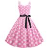 1950s Dresses for Women 50s Style Audrey Hepburn Vintage Spaghetti Strap 1940s Rockabilly Retro Sleeveless Summer A Line Swing Midi Skater Dress Cocktail Party Evening Prom Gown Pink S view 1