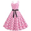 1950s Dresses for Women 50s Style Audrey Hepburn Vintage Spaghetti Strap 1940s Rockabilly Retro Sleeveless Summer A Line Swing Midi Skater Dress Cocktail Party Evening Prom Gown Pink S view 2