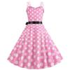 1950s Dresses for Women 50s Style Audrey Hepburn Vintage Spaghetti Strap 1940s Rockabilly Retro Sleeveless Summer A Line Swing Midi Skater Dress Cocktail Party Evening Prom Gown Pink S view 3