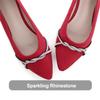 Hee grand Pointed Toe Ballet Flats for Women Suede Rhinestones Chains Dress Shoes Comfort Slip-On Loafers,Red 8.5 view 2
