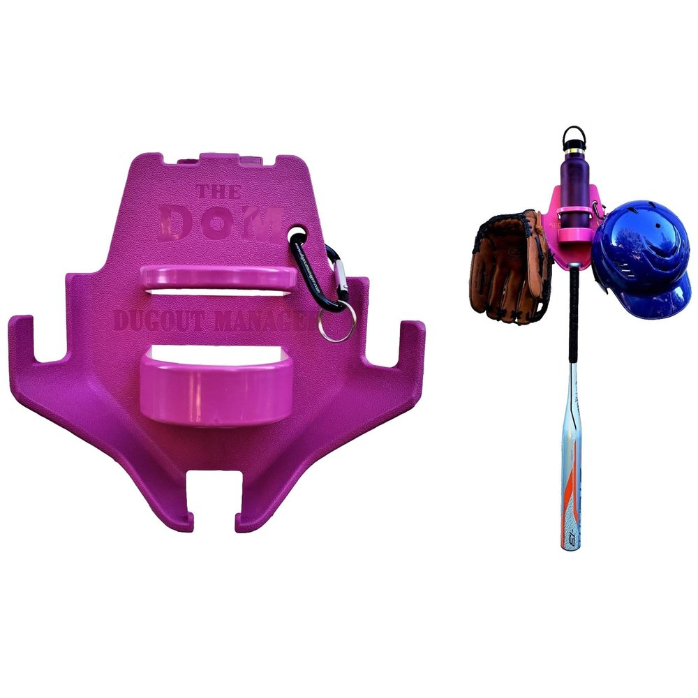 DOM Dugout Manager, Proven Perfect Solution for Softball and Baseball Players Equipment, Providing a Safe, Organized, Fun Dugout - Pink