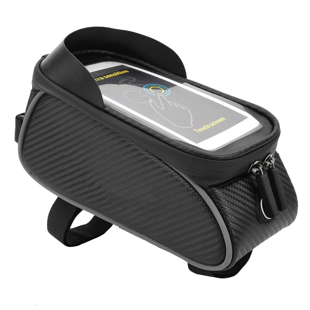 NDNCZDHC Bike Phone Bag, Bike Phone Mount Top Tube Bag Waterproof Bike Phone Front Frame Bag Saddle Case Holder Accessories Compatible with Phone Under 6.6