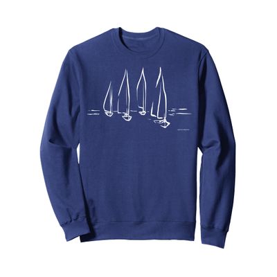 Sailing Boats on Open Water Nautical Boating Men's Boat Sweatshirt
