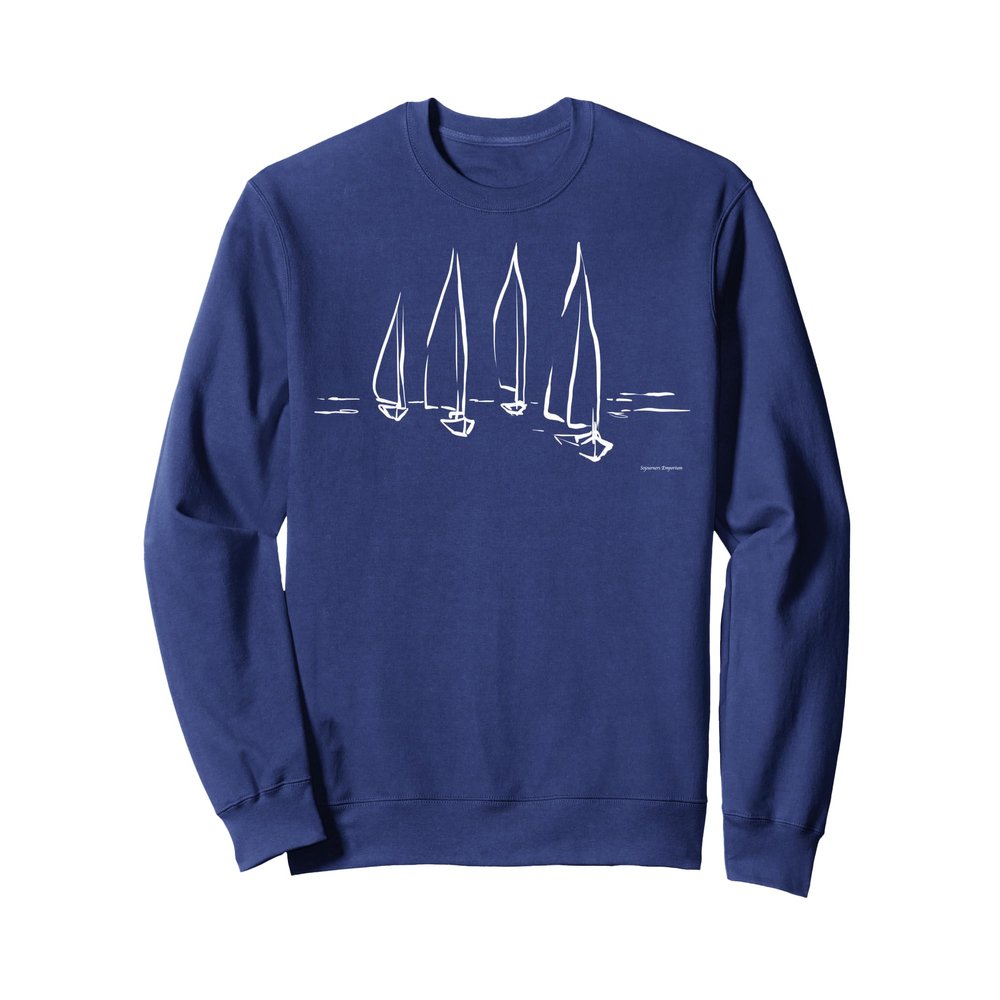 Sailing Boats on Open Water Nautical Boating Men's Boat Sweatshirt