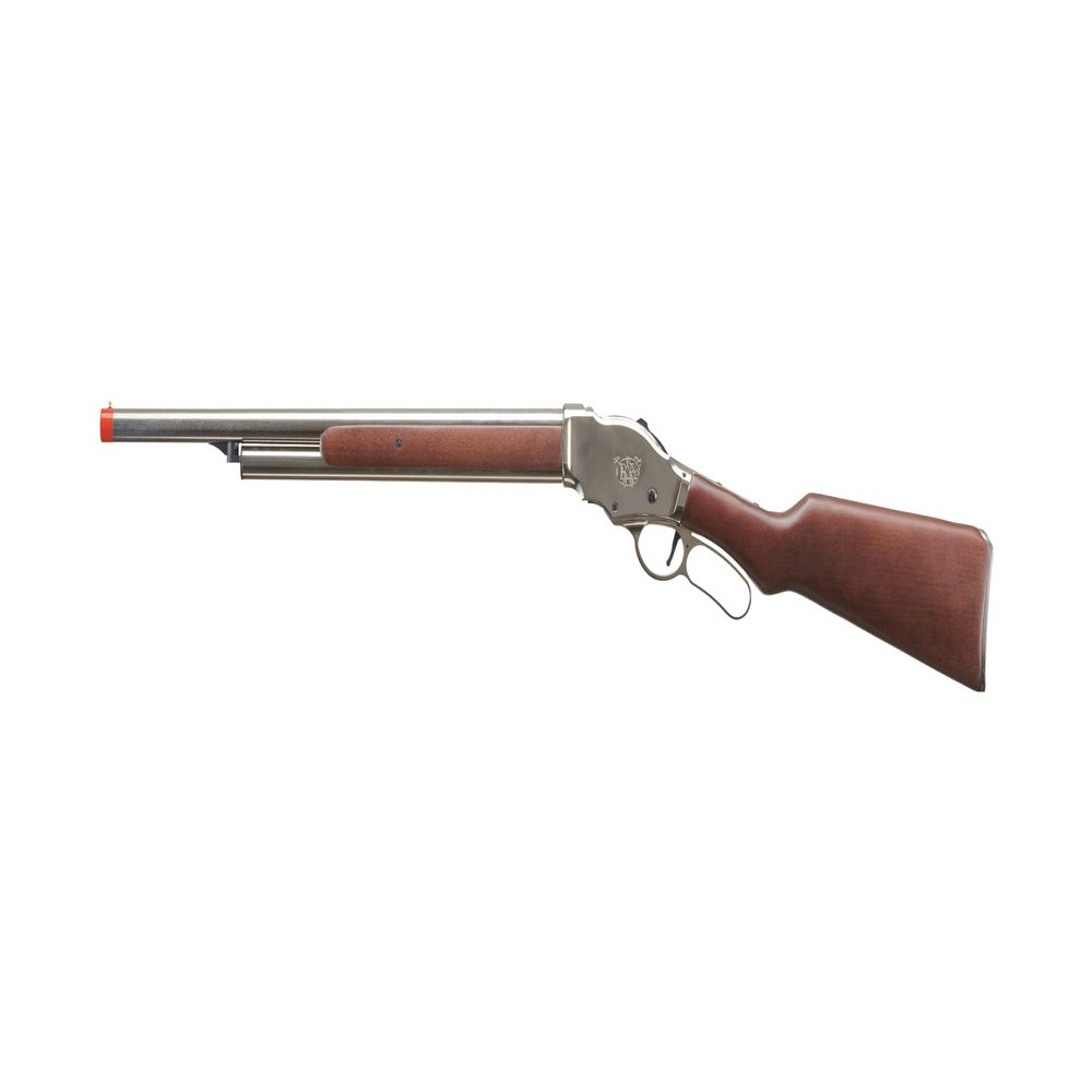Golden Ball & Eagle 1887 Long Lever Action Airsoft Full Metal Shotgun - Realistic Shell Ejection, Real Wood, 300 FPS (Silver)