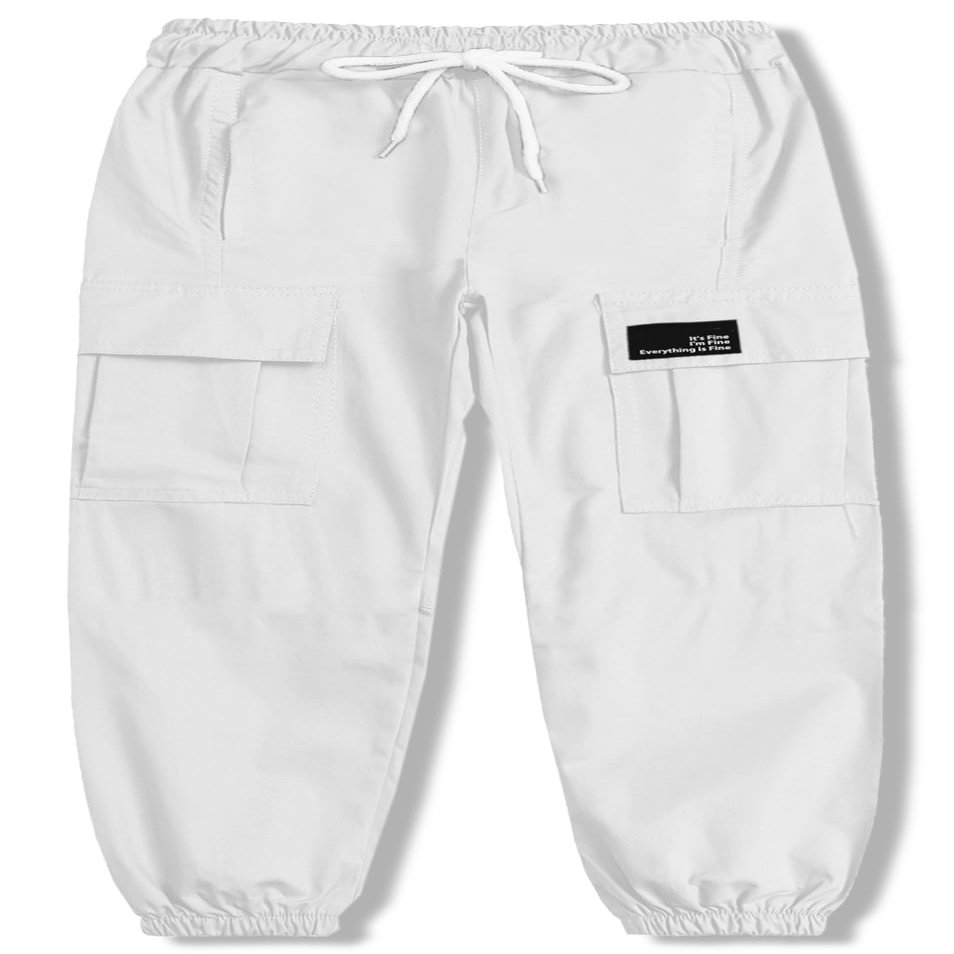 Cromoncent Girls Womens Cargo Pants Elastic Waist Lightweight Outdoor Jogger Pants 1# White L