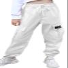 Cromoncent Girls Womens Cargo Pants Elastic Waist Lightweight Outdoor Jogger Pants 1# White L view 2
