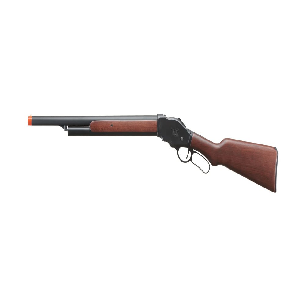 Golden Ball & Eagle 1887 Long Lever Action Airsoft Full Metal Shotgun - Realistic Shell Ejection, Real Wood, 300 FPS (Black)