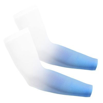 Feeke 2-Pairs Arm Sleeves for Men and Women - Tattoo Cover Up - Cooling Sports Sleeve - White & Blue