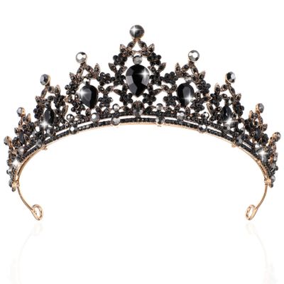 Beaupretty Gothic Rhinestone Crown for Women Baroque Style Bridal Tiara Hair Accessory Elegant Wedding Headpiece for Brides and Special Occasions