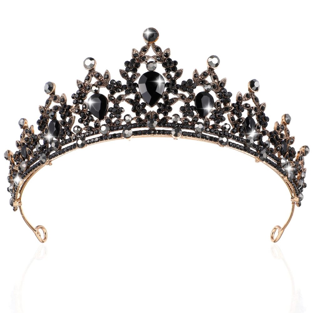 Beaupretty Gothic Rhinestone Crown for Women Baroque Style Bridal Tiara Hair Accessory Elegant Wedding Headpiece for Brides and Special Occasions
