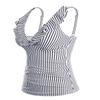 Yonique Women's Tankini Top Only Tummy Control Bathing Suit Top Ruffle Swimsuit Top V Neck Swim Tank Top No Bottom Black and White Striped XS view 3